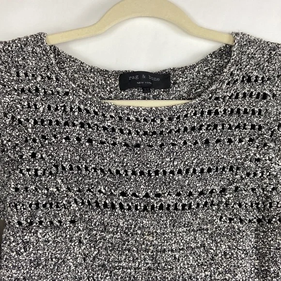 Rag and Bone Hart Cutout Back Open Weave Cotton Marled Knit Fitted Mini Dress